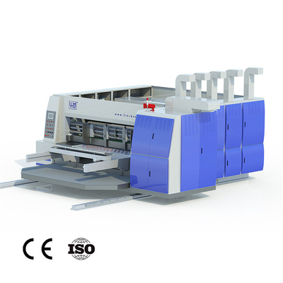 Μελάνι 4 Flexo ζαρωμένη χρώματα μηχανή εκτύπωσης χαρτοκιβωτίων που αυλακώνει τον τεμαχισμό αυτόματο