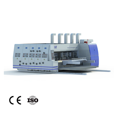 Αλυσίδα μηχανών Slotter εκτυπωτών Flexo χρώματος συνήθειας που ταΐζει το πιστοποιητικό CE